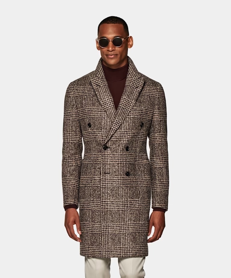 Brown Checked Overcoat