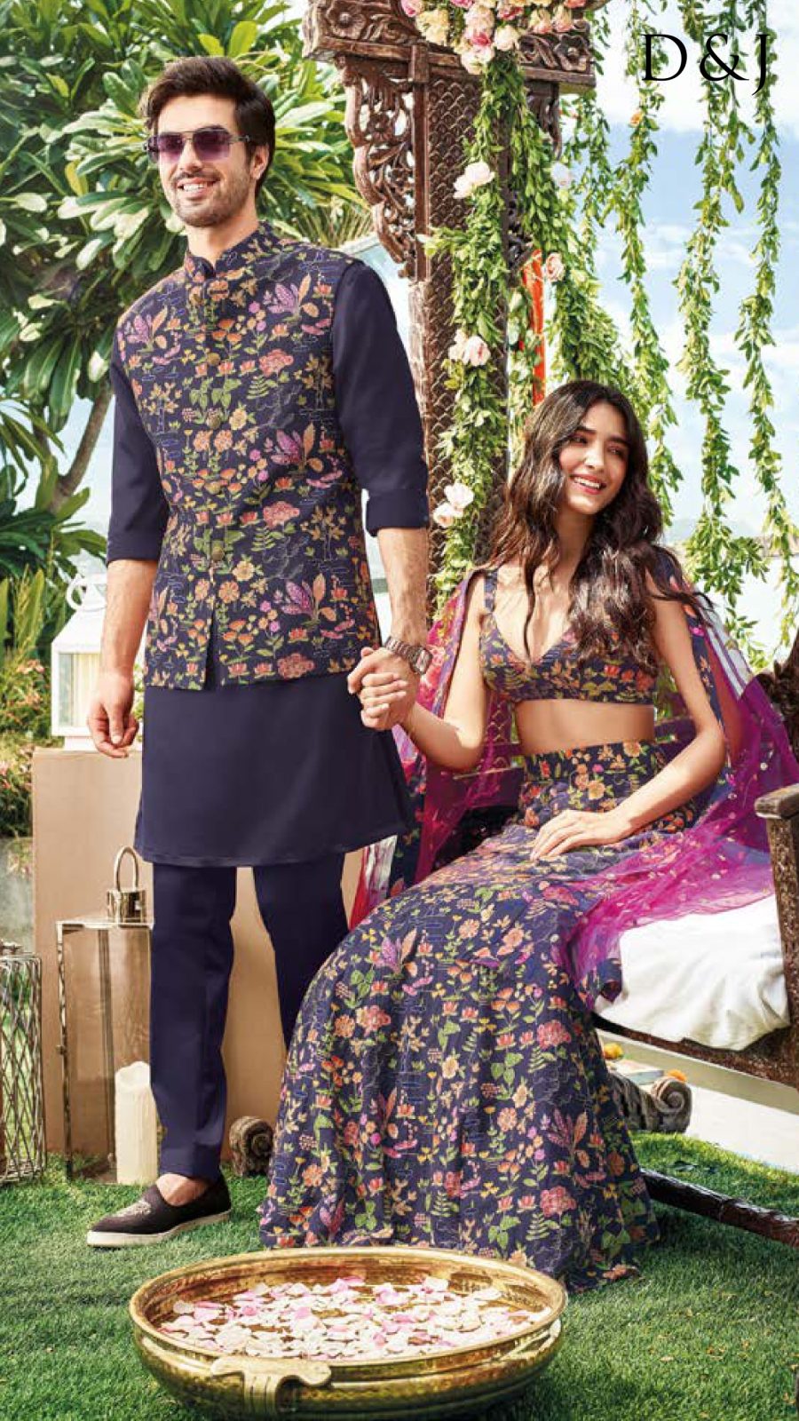 Midnight Bloom Bandhgala Set