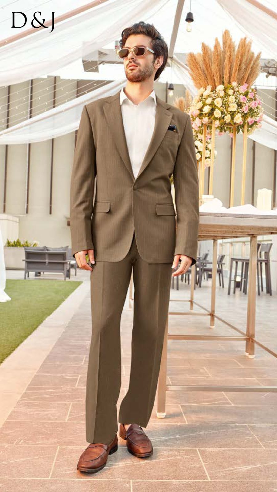 Olive Shadow Classic Suit with Crisp White Shirt