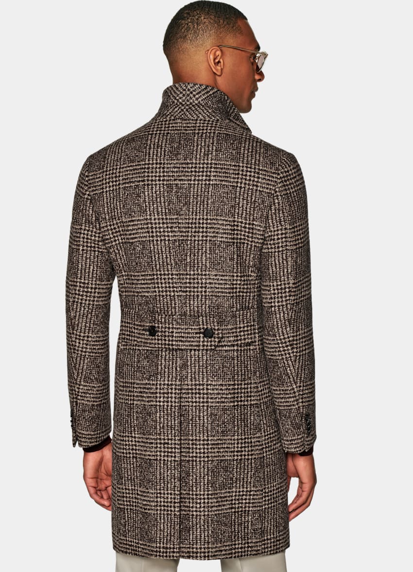 Brown Checked Overcoat
