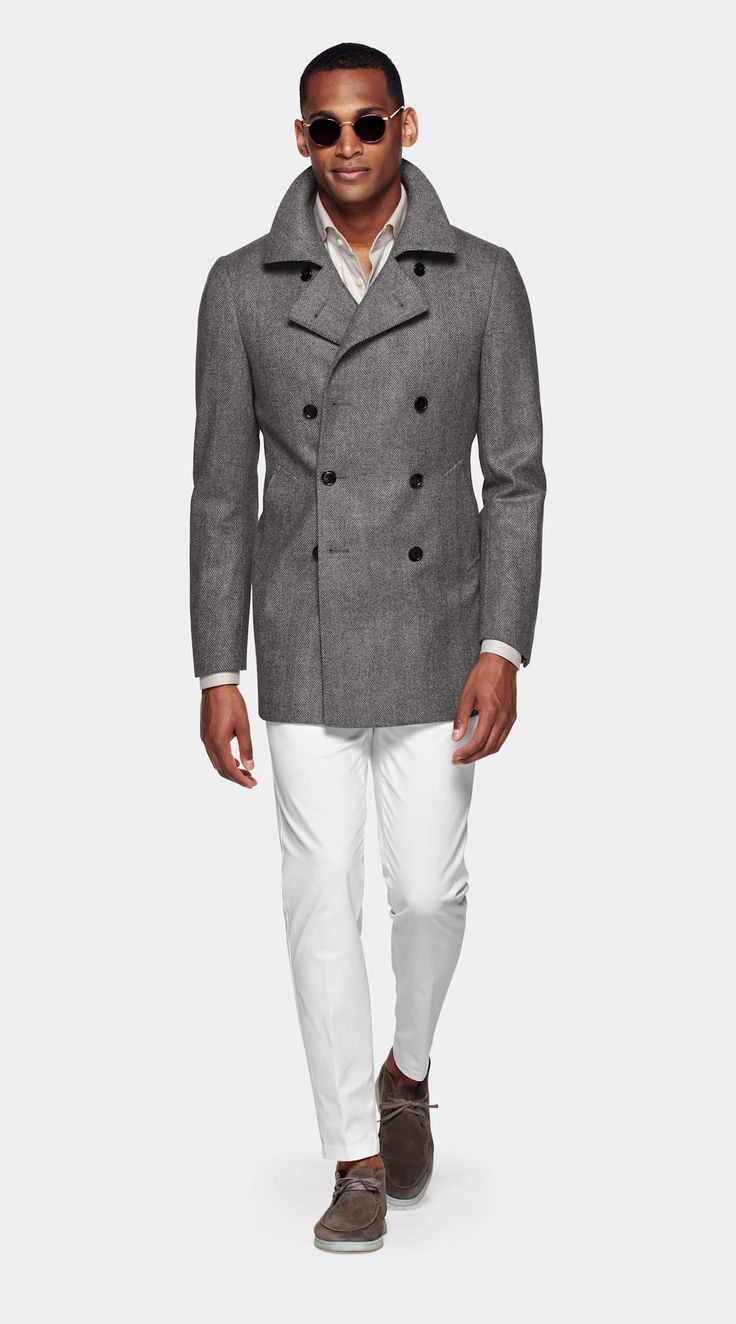 Mens Grey Plain Woolen Overcoat