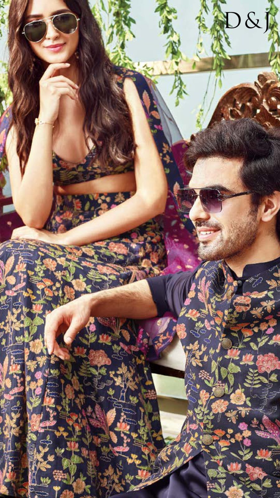Midnight Bloom Bandhgala Set