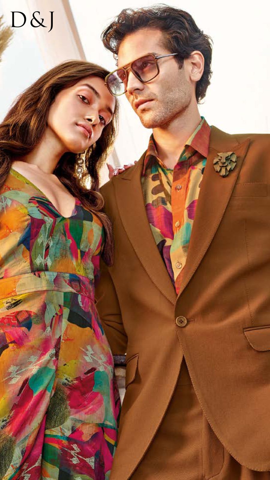 Rust Tailored Blazer with Printed Resort Shirt